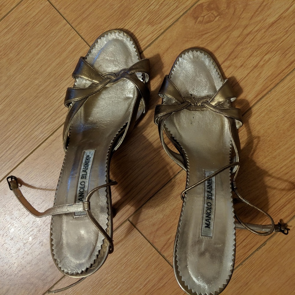 manolo blahnik Gold Sandal Heels